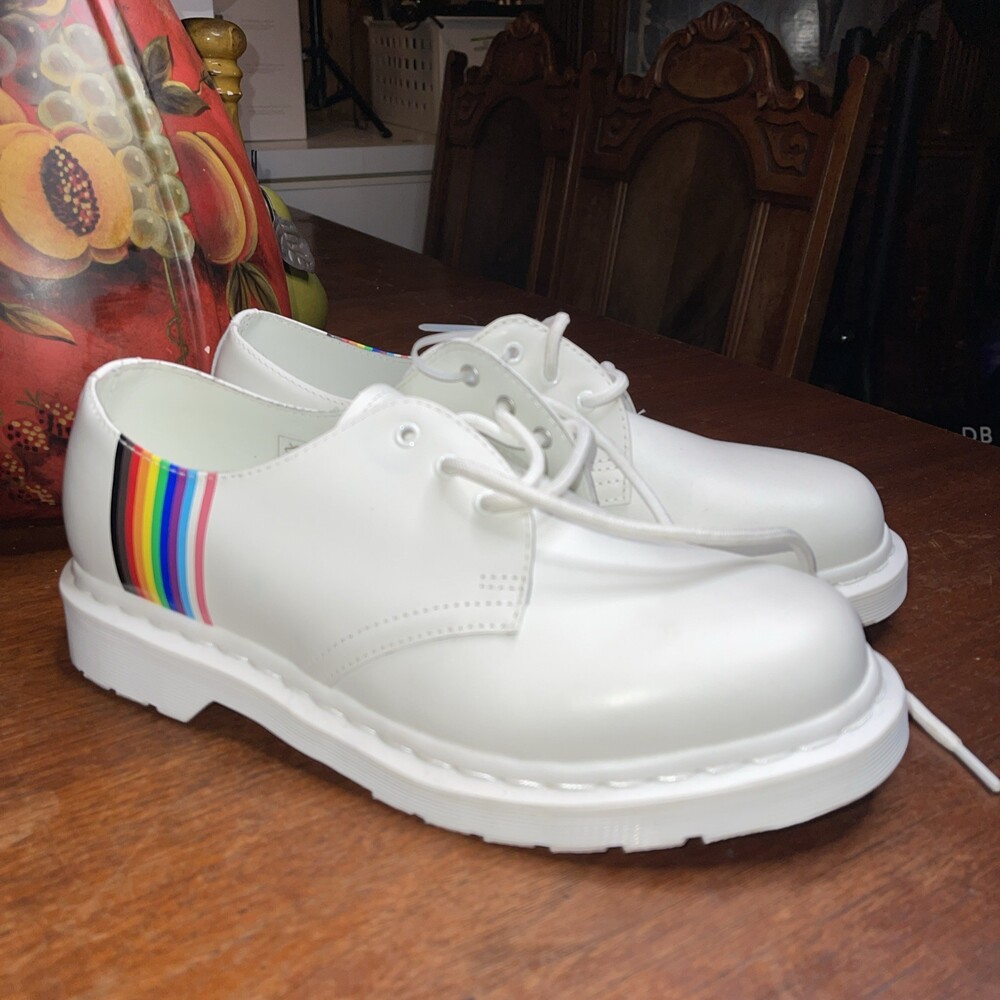 Dr Martens 1461 Pride UNISEX White Leather Oxford Mens 8 Womens 9 NEW SHOES - Picture 3 of 6